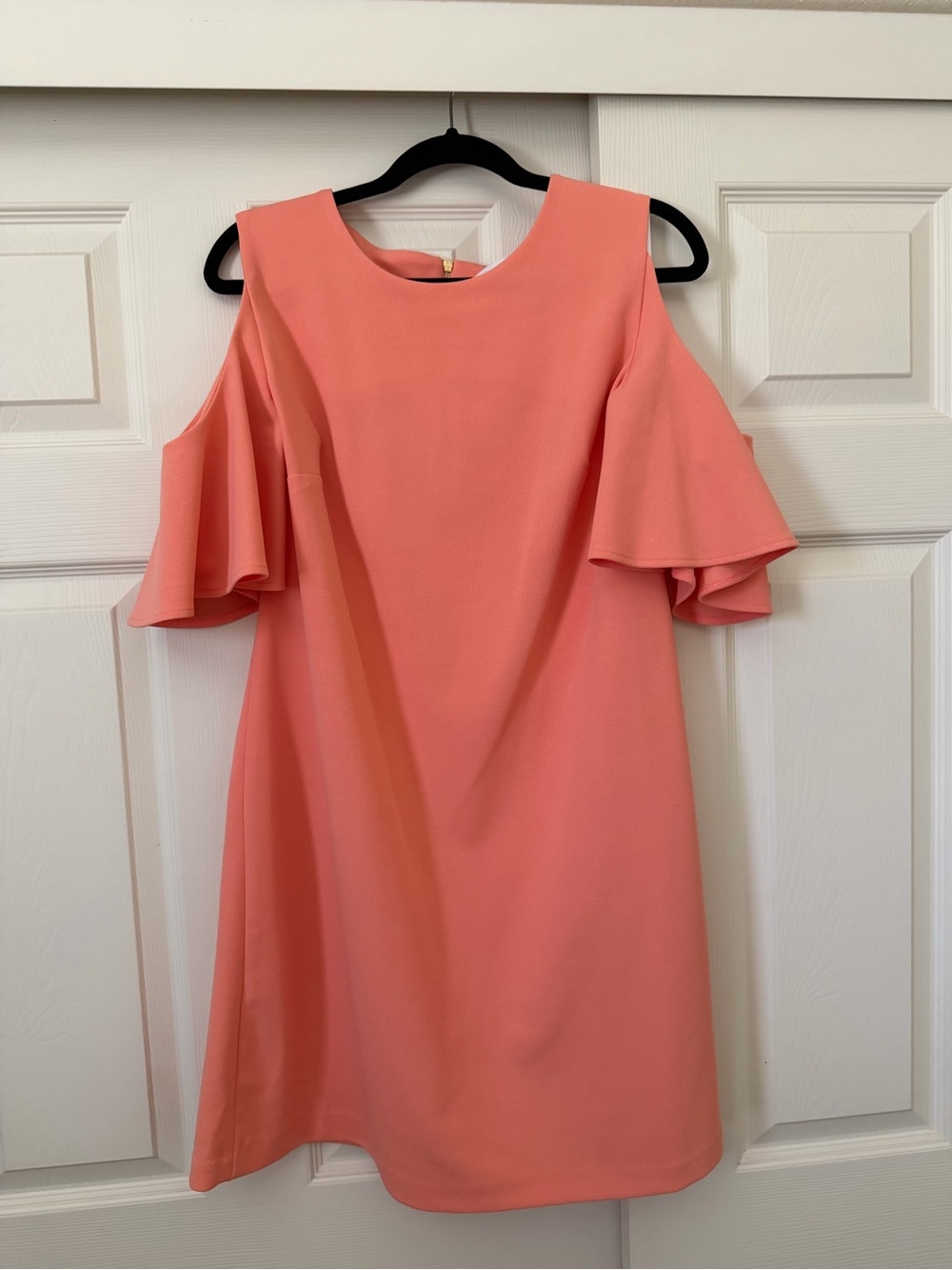 Calvin Klein Coral Cold-Shoulder Mini Dress